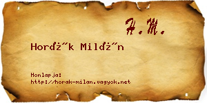 Horák Milán névjegykártya